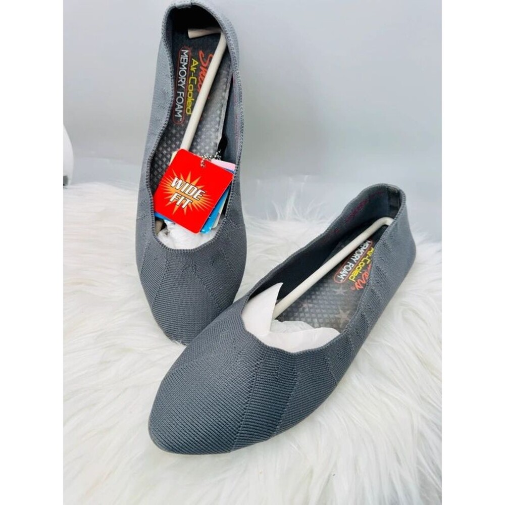 Skechers Cleo-Bewitch Ballet Flats Women’s 8.5 Wide Charcoal Gray Slip-On